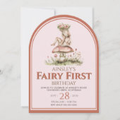 Roze en Rode Sprookje Eerste Boog 1e Verjaardagsfe Kaart (Voorkant)