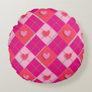 Roze en rode stijl rond kussen