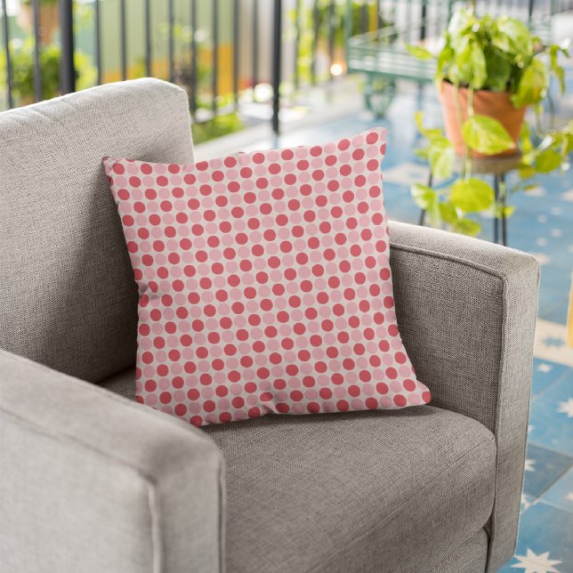 Roze en rode Stippen/Damask Decorative Sierkussen (Creator heeft geüpload)