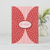 Roze en rode Stippen Stripes Baby Shower Invitatio Kaart (Staand voorkant)
