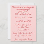 Roze en rode Stippen Stripes Baby Shower Invitatio Kaart (Achterkant)