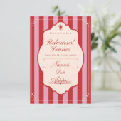 Roze en rode streep proefdiner kaart (Staand voorkant)