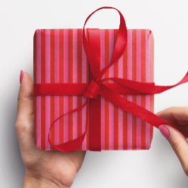 Roze en rode streep vrolijk heldere kerstvakantie cadeaupapier