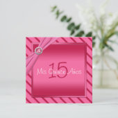 Roze en rode strepe Quinceañera Kaart (Staand voorkant)
