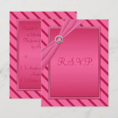 Roze en rode strepe R.S.V.P.-Kaart RSVP Kaartje (Voorkant / Achterkant)