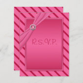 Roze en rode strepe R.S.V.P.-Kaart RSVP Kaartje (Voorkant / Achterkant)