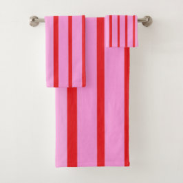 Roze en rode strepen bad handdoek