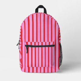 Roze en rode strepen bedrukte rugzak