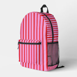 Roze en rode strepen bedrukte rugzak