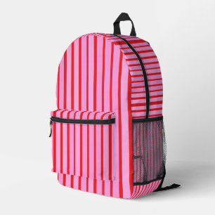Roze en rode strepen bedrukte rugzak