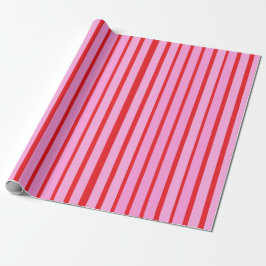 Roze en rode strepen cadeaupapier
