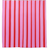 Roze en rode strepen douchegordijn (Voorkant)