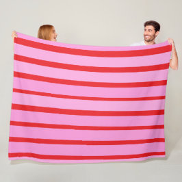 Roze en rode strepen fleece deken