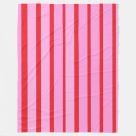 Roze en rode strepen fleece deken