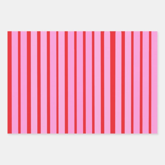Roze en rode strepen inpakpapier vel (Voorkant 2)