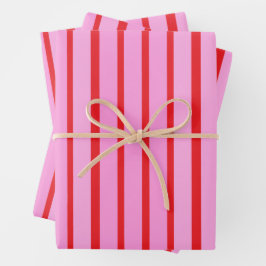 Roze en rode strepen inpakpapier vel
