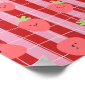 Roze en rode strepen, met aardbeien poster (Hoek)