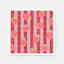 Roze en rode strepen, met aardbeien servet