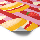 Roze en rode strepen met cakepatroon poster (Hoek)
