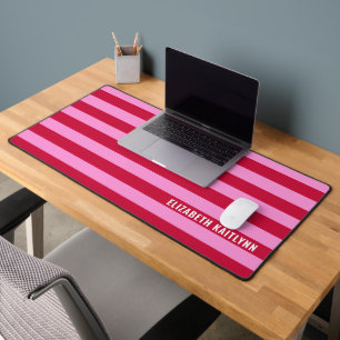 Roze en rode strepen patroon gepersonaliseerd bureaumat