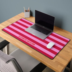 Roze en rode strepen patroon gepersonaliseerd bureaumat