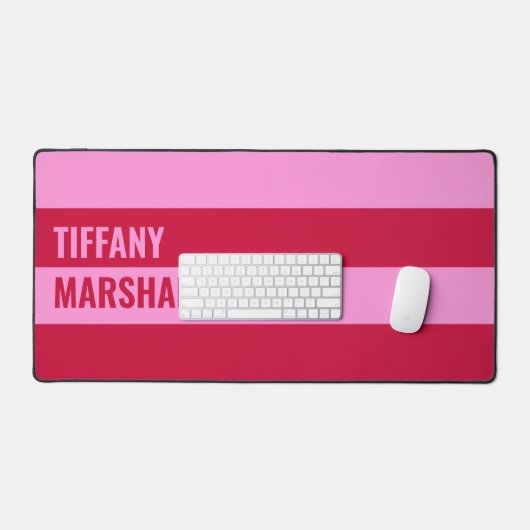 Roze en rode strepen patroon gepersonaliseerd bureaumat (Keyboard & Muis)