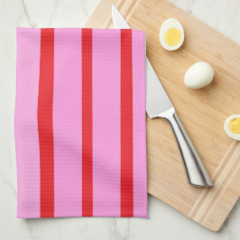 Roze en rode strepen theedoek
