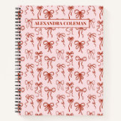 Roze en rode strik esthetische Coquette Notitieboek (Voorkant)
