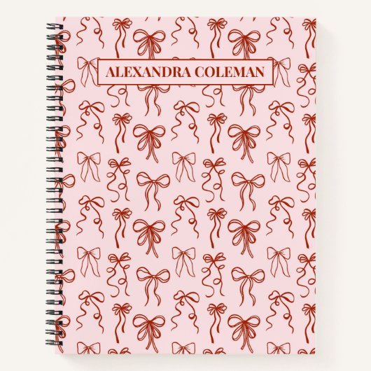 Roze en rode strik esthetische Coquette Notitieboek (Voorkant)