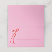 Roze en rode strik naam plaatskaartje (Buitenkant ongevouwen)