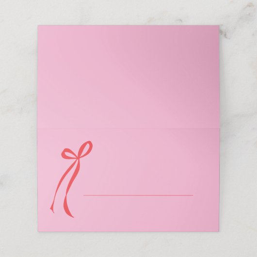 Roze en rode strik naam plaatskaartje (Buitenkant ongevouwen)