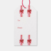 Roze en rode strikken Foto Kerstmis Cadeaulabel (Achterkant)