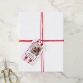 Roze en rode strikken Foto Kerstmis Cadeaulabel (Met Touw)