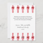 Roze en rode strikken Foto Kerstmis Feestdagenkaart (Achterkant)