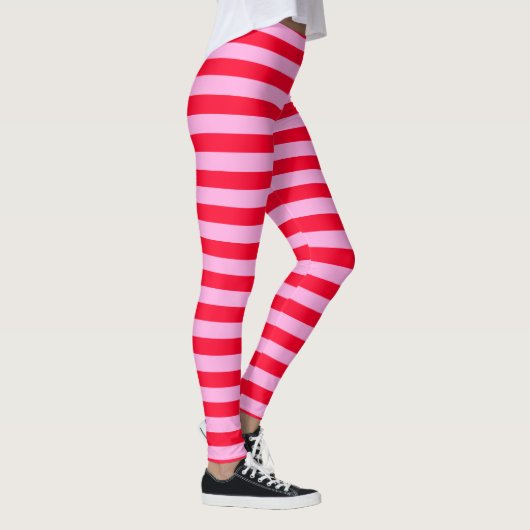 Roze en rode strips kleurrijke Valentijnse versie Leggings (Rechts)