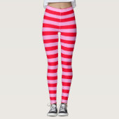 Roze en rode strips kleurrijke Valentijnse versie Leggings (Voorkant)