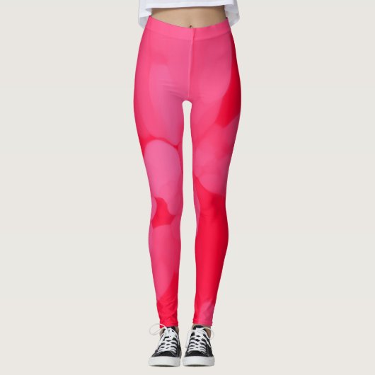 Roze en rode stropdas-kleurstof leggings (Voorkant)