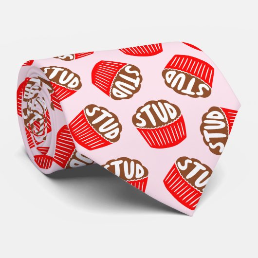 Roze en Rode Stud Muffin Valentijn Stropdas (Opgerold)