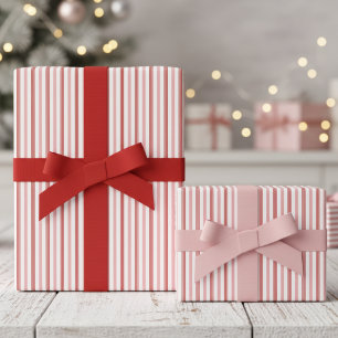 Roze en rode suikerstok streeppatroon voor meisjes cadeaupapier