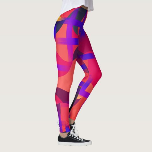 Roze en rode tie kleurstof Leggings (Rechts)