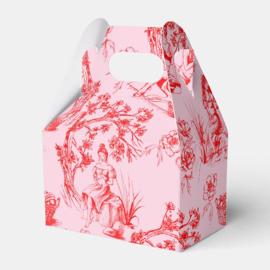 Roze en Rode Toile de Jouy Sweet 16 Bedankdoosjes (Achterkant)