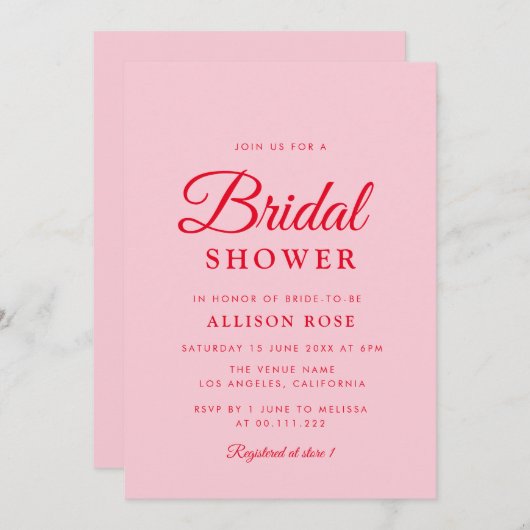 roze en rode trouwfeest uitnodiging (Voorkant / Achterkant)