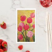 Roze en rode Tulip Bouquet schilderen Servet (Insitu)