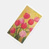 Roze en rode Tulip Bouquet schilderen Servet (Hoek)