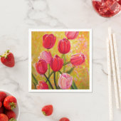 Roze en Rode Tulp Bloemen Schilderen Servet (Insitu)