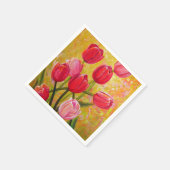 Roze en Rode Tulp Bloemen Schilderen Servet (Hoek)