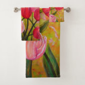 Roze en Rode Tulp-opstelling Bad Handdoek (Insitu)