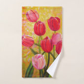 Roze en Rode Tulp-opstelling Bad Handdoek (Handdoek)
