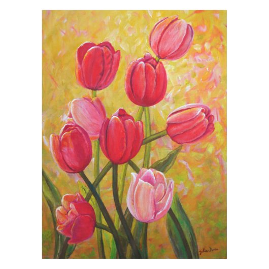 Roze en Rode Tulp-opstelling Tafelkleed (Voorkant)