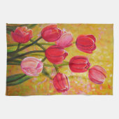 Roze en Rode Tulp-opstelling Theedoek (Horizontaal)